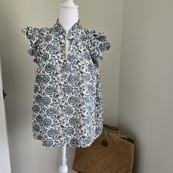 J. Crew Womens Large Ruffle Sleeve Blouse - Picture 2 of 11